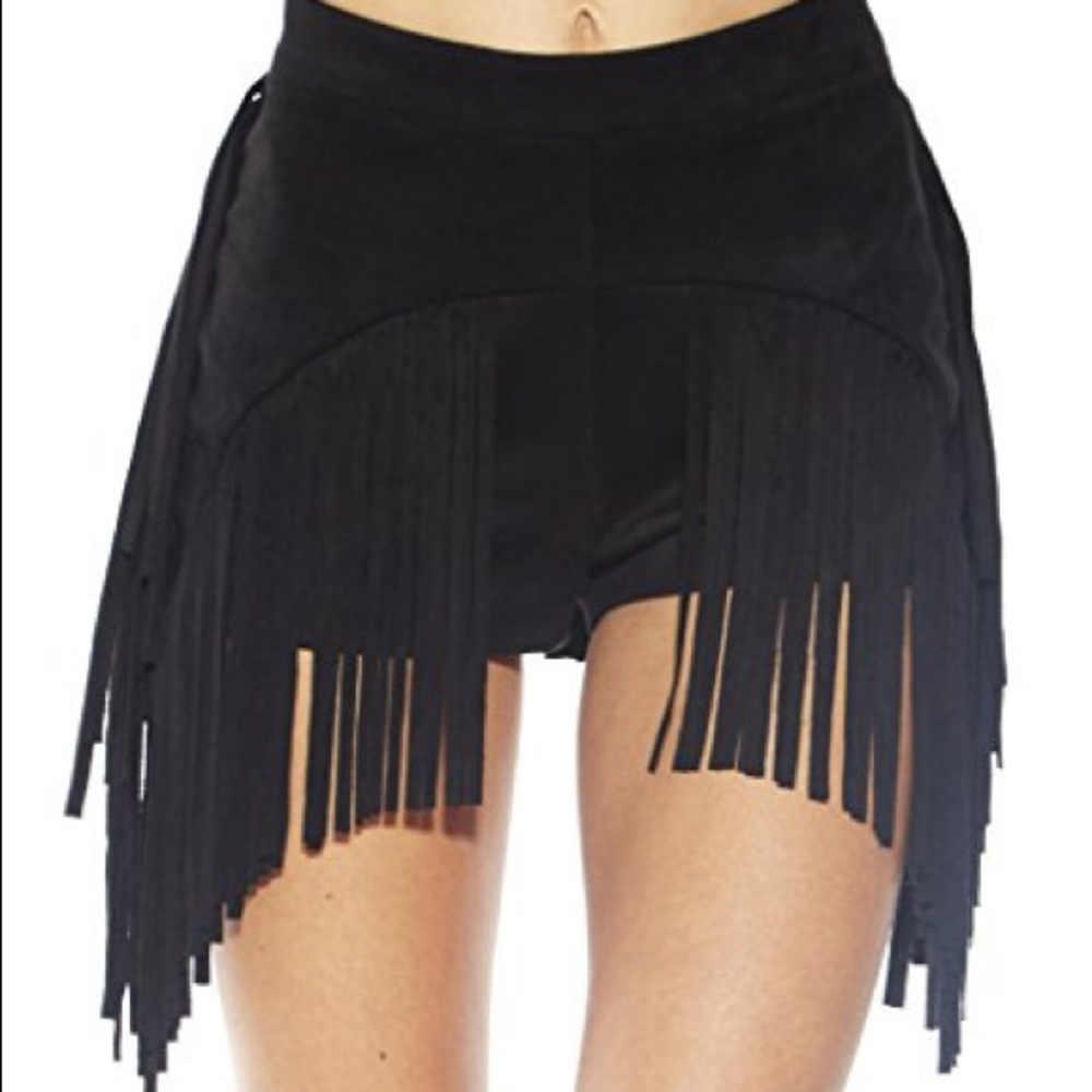 iHeartRaves festival suede fringe shorts